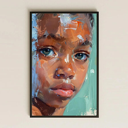 Pastel Yağlı Boya Stilinde Afro Çocuk Portresi Şeffaf Pleksi Tablo