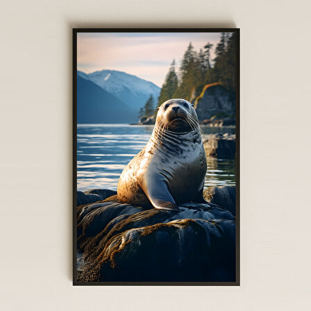 Dağ Manzaralı Fok Tasarımlı Şeffaf Pleksi Tablo