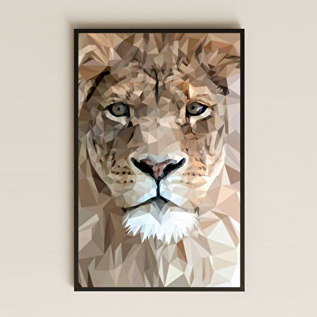 Geometrik Aslan Portresi Şeffaf Pleksi Tablo