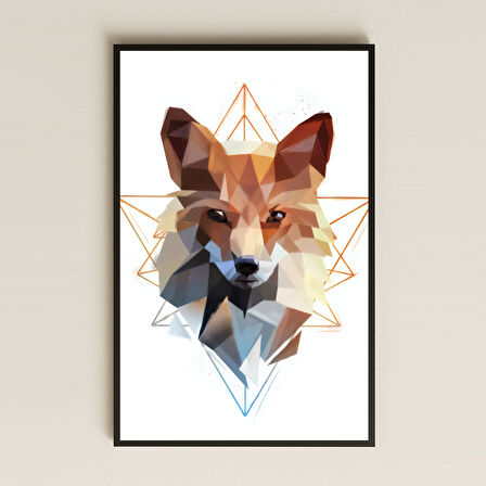 Geometrik Tilki Dijital Sanat Pleksi Tablo