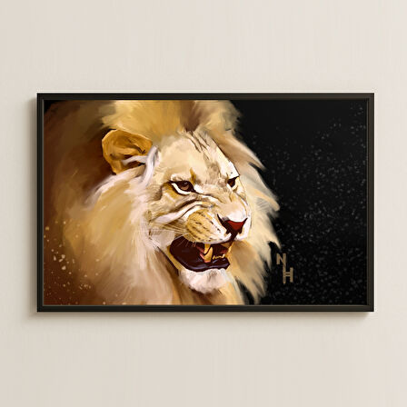 Gerçekçi Kükreyen Aslan Dijital Sanat Pleksi Tablo