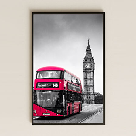 Big Ben ve Kırmızı Otobüs Temalı Şeffaf Pleksi Tablo