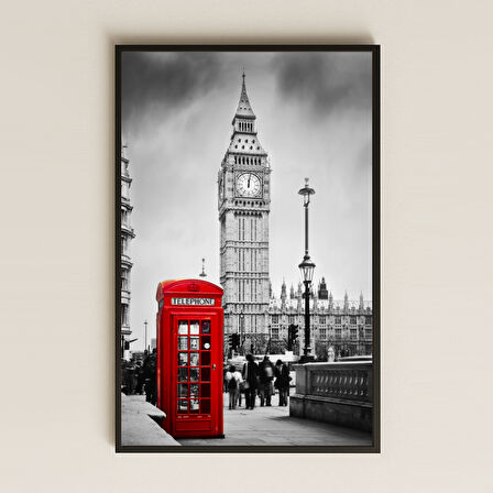 Big Ben ve Kırmızı Telefon Kulübesi Temalı Şeffaf Pleksi Tablo