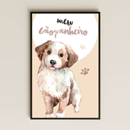 Meu Cãopanheiro Yazılı Sevimli Köpek İllüstrasyon Pleksi Tablo