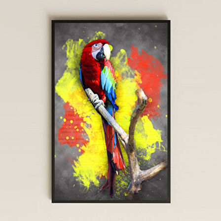 Renk Patlamalı Papağan Dijital Sanat Pleksi Tablo