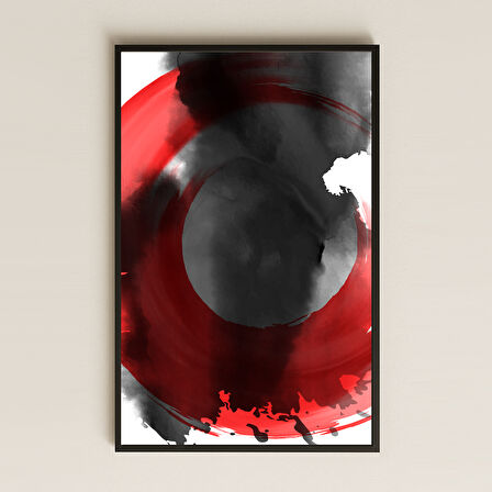 Kırmızı ve Siyah Fırça Temalı Şeffaf Pleksi Tablo