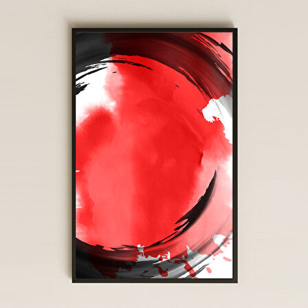Kırmızı Siyah Soyut Fırça Darbeli Modern Pleksi Tablo