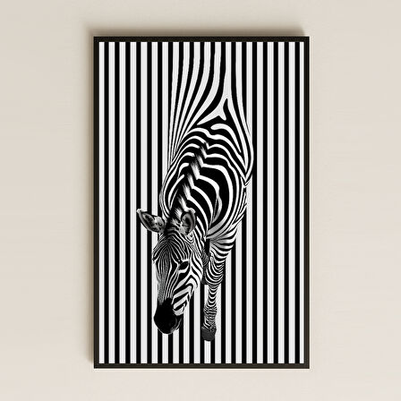 Optik Çizgili Zemin Üzerinde Zebra Dijital Sanat Pleksi Tablo