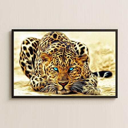 Buz Mavisi Gözlü Leopar Dijital Sanat Pleksi Tablo