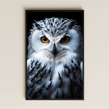 Beyaz Tüylü Baykuş Portresi Dijital Sanat Pleksi Tablo