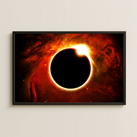 Güneş Tutulması ve Kozmik Alevler Dijital Uzay Sanatı Pleksi Tablo