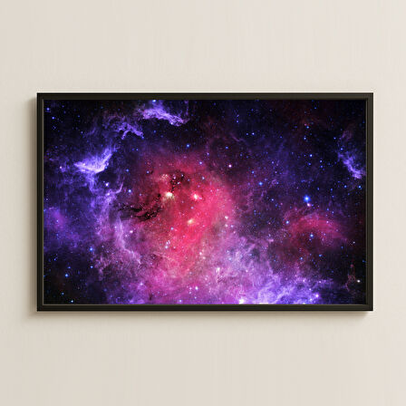 Mor ve Kırmızı Nebula Alanı Dijital Uzay Manzarası Pleksi Tablo