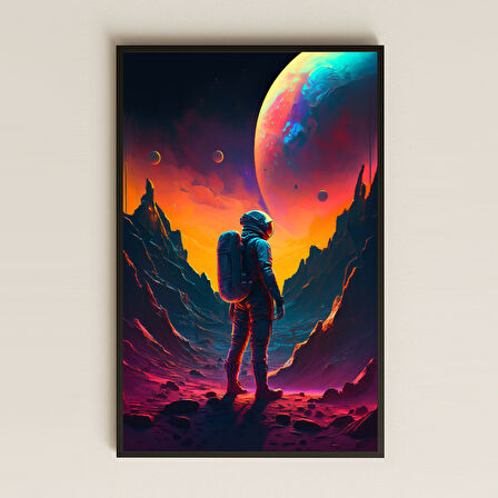 Fütüristik Gezegende Astronot Manzaralı Pleksi Tablo - Kozmik Yolculuk Temalı Dekor