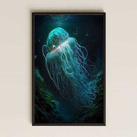 Mavi Denizanası Temalı Pleksi Tablo