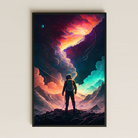 Epik Uzay Manzaralı Astronot Pleksi Tablo - Kozmik Fırtına Temalı Dekor
