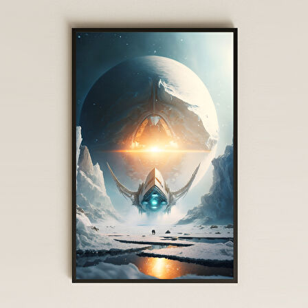 Buzul Gezegende Dev Uzay Gemisi Temalı Pleksi Tablo - Sinematik Bilimkurgu Dekoru
