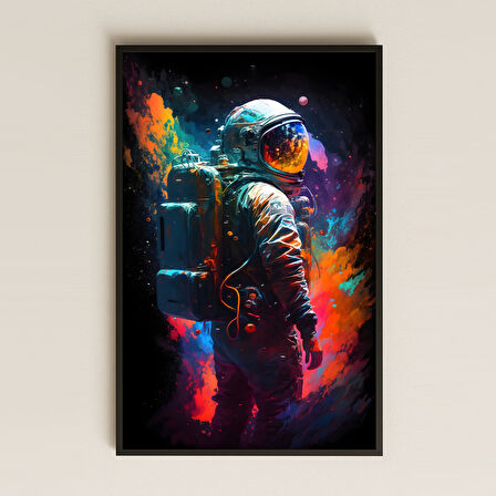 Renk Patlamalı Kozmik Astronot Portre Pleksi Tablo - Sanatsal Uzay Dekoru