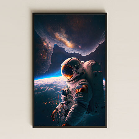 Galaksi Manzaralı Astronot Portre Pleksi Tablo - Kozmik Sessizlik Dekoru