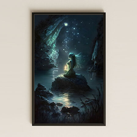 Yıldızlı Gecede Denizkızı Temalı Fantastik Pleksi Tablo