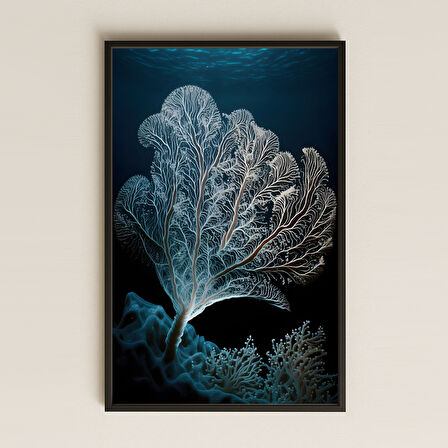 Dantel Mercan Formu ve Derin Su Temalı Modern Pleksi Tablo