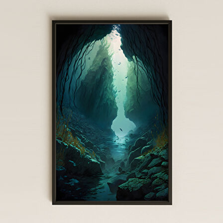 Sualtı Geçidi ve Işık Süzmesi Temalı Gizemli Pleksi Tablo