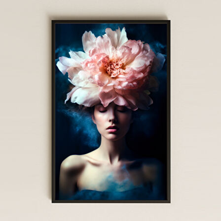 Dev Çiçekli Kadın Portresi Temalı Estetik Pleksi Tablo