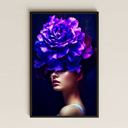 Mor Gül Tacı ve Profil Kadın Portresi Temalı Sanatsal Pleksi Tablo