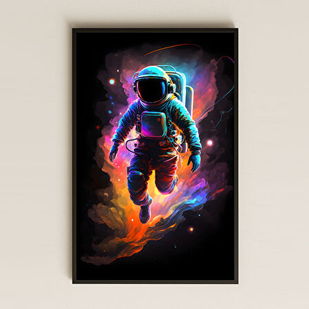 Neon Renklerde Kozmik Astronot Temalı Pleksi Tablo - Soyut Uzay Sanatı
