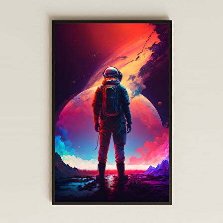 Yabancı Gezegende Gün Batımı Temalı Astronot Pleksi Tablo - Kozmik Yalnızlık Sanatı