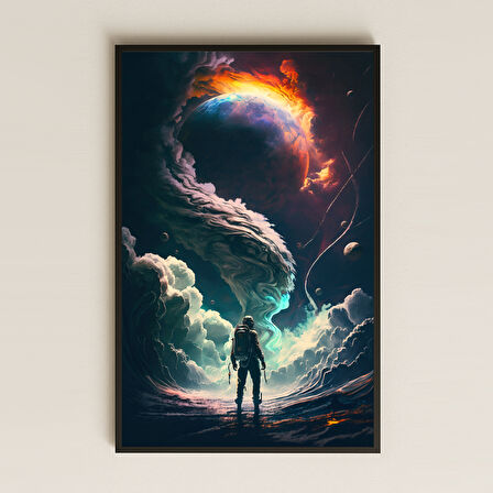 Spiralle Yükselen Gezegen Temalı Astronot Pleksi Tablo - Kozmik Enerji ve Rüya