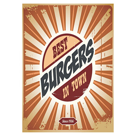 Best Burgers Retro Poster | Ahşap Duvar Tablosu 1956 Temalı
