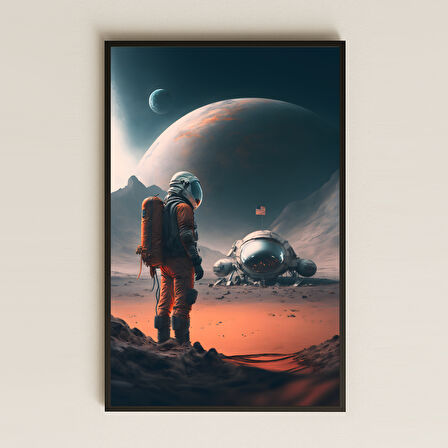 Mars Yüzeyi ve Astronot Temalı Pleksi Tablo – Kızıl Gezegenin Sessizliği