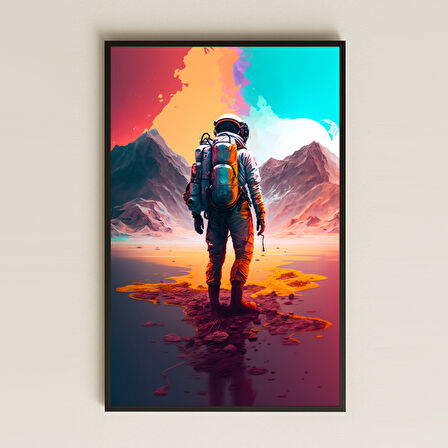 Astronotlu Manzara Temalı Pleksi Tablo – Renkli Yalnızlık