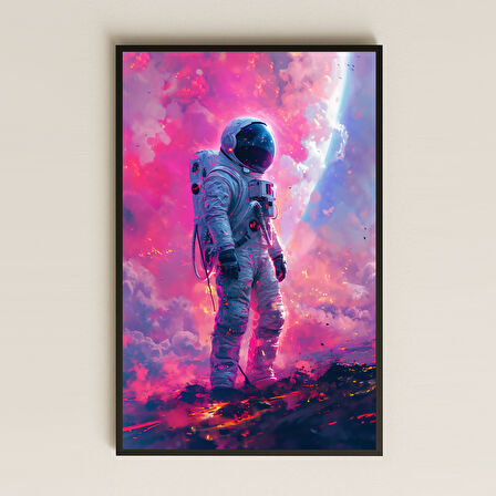 Pembe Bulutlu Galaksi ve Astronot Temalı Pleksi Tablo