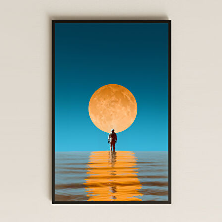 Turuncu Ay ve Astronot Temalı Pleksi Tablo