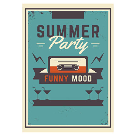 Summer Party Funny Mood Yaz Temalı Retro Ahşap Tablo