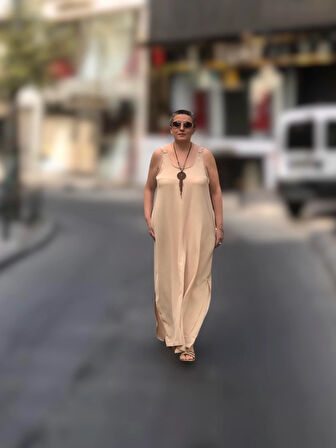 CEP DETAYLI ASKILI SALAŞ ELBİSE