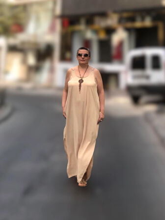 CEP DETAYLI ASKILI SALAŞ ELBİSE