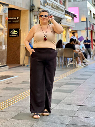 GENİŞ LASTİK KEMERLİ BOL PAÇA PANTOLON