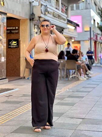 GENİŞ LASTİK KEMERLİ BOL PAÇA PANTOLON