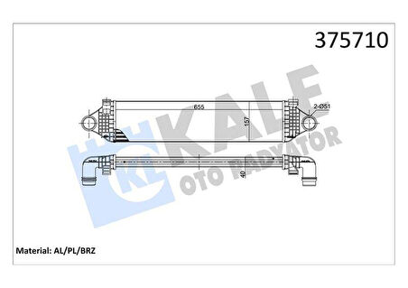 INTERCOOLER VOLVO S60 II 1.5 T3-2.0 D3 10 V40 D2-D3 12 V60 D3-T3 10 V70 D2-D3 15 BRAZING 655X157 X40 TURBO RADYATÖRÜ