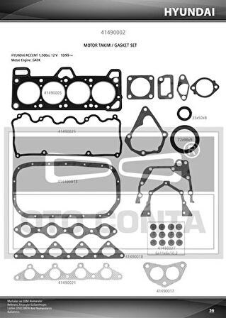 TAKIM CONTASI KEÇELİ HYUNDAI ACCENT 1.5 12V