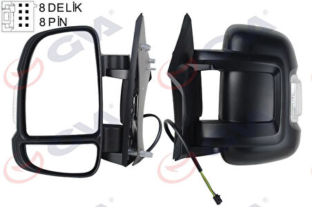 DIŞ DİKİZ AYNASI SOL DUCATO-BOXER-JUMPER 06 ELEKTRİKLİ ISITMALI SİNYALLİ KISA KOL KONVEKS 8 FİŞ VM-6201EHL
