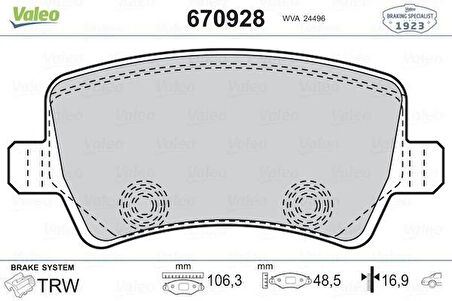 ARKA FREN BALATASI S-MAX 09 06 GALAXY III 06 VOLVO S60 10 S80 06 V60 -V70 06 XC60 08 XC70 06 RANGE ROVER EVOQUE 11