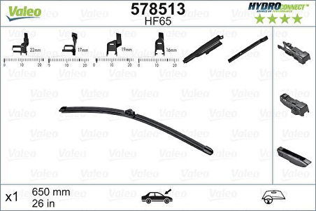 SİLECEK SÜPÜRGESİ ÖN 65cm X1 MUZ TİPİ HydroConnect ÇOKLU BAĞLANTILI ÜNİVERSAL HF65