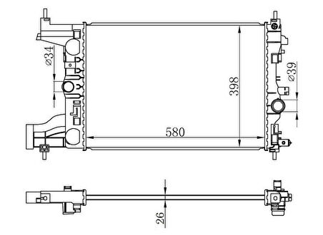 RADYATÖR OTOMATİK ASTRA J-ZAFIRA TOURER C-CRUZE 1.4-1.6 AL/PL/BRZ 580x398x16