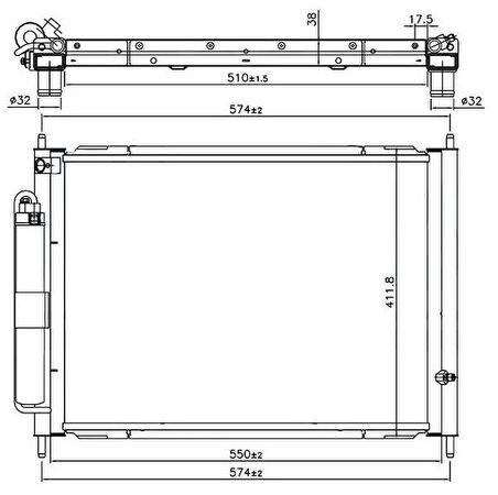 RADYATÖR KONDENSER TÜPLÜ CLIO III-MODUS 1.5 DCI MEK AC 510x382x18 16