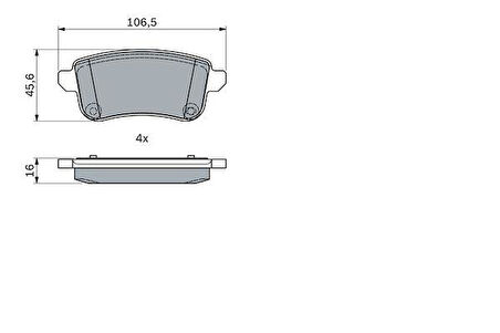 ARKA DİSK FREN BALATASI RENAULT GRAND SCENIC III 09 16 SCENIC III 09 16 SCENIC IV 16 TALISMAN 15 MEGANE IV 15 106.5x45.5x16