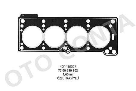 SİLİNDİR KAPAK CONTASI CLIO I-KANGOO-MEGANE I-R19 1.4 E7F-E7J LPG Lİ ARAÇLARA ÖZEL TAKVİYELİ 1.60mm BEYAZ