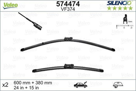 SİLECEK 60 38cm X2 FLAT BLADE-MUZ TİPİ AUDI A1 11 VW POLO 09